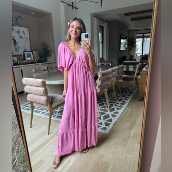 Free People Dresses & Skirts - Free People FP Beach La La Maxi Dress Orchid Pink Gauze Boho Flowy Whimsical L